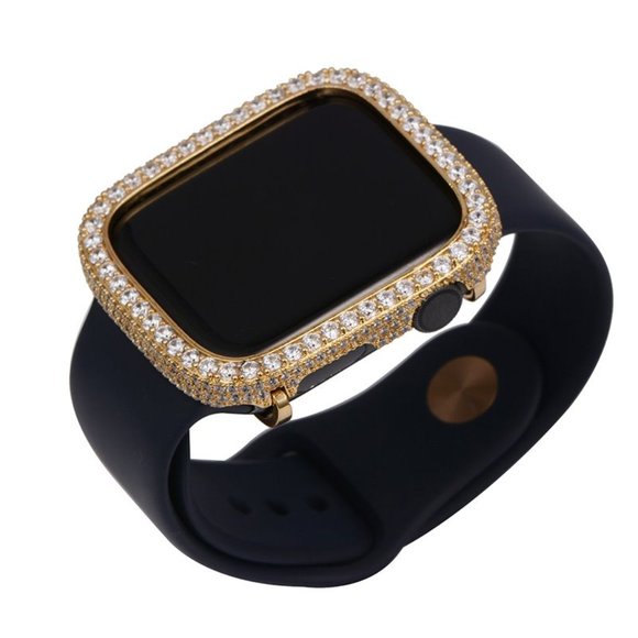 EMJ Bling Apple Watch Series 7 Gold Bezel Case Cover Face Bumper 41/45 mm - Picture 1 of 5